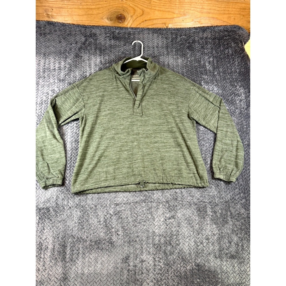 Avalanche Top Womens Large Green Stretch Long Sleeve Drawcord Hem 1/4 Hide Zip